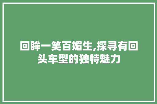 回眸一笑百媚生,探寻有回头车型的独特魅力 变速箱配件