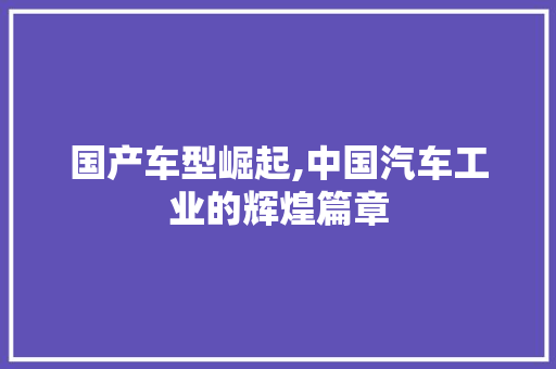 国产车型崛起,中国汽车工业的辉煌篇章