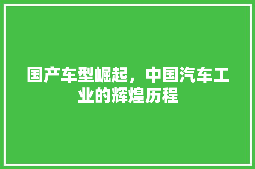 国产车型崛起，中国汽车工业的辉煌历程