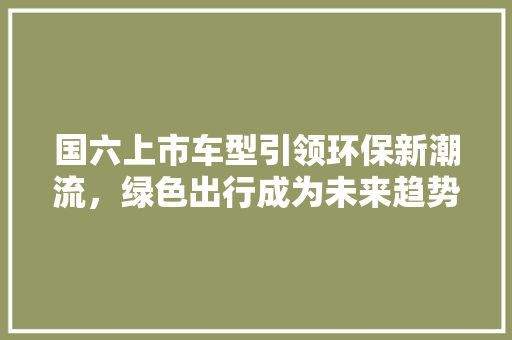 国六上市车型引领环保新潮流，绿色出行成为未来趋势