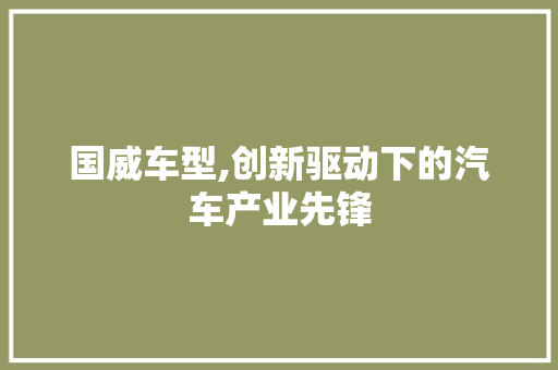 国威车型,创新驱动下的汽车产业先锋