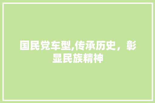 国民党车型,传承历史，彰显民族精神