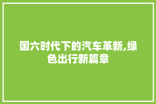 国六时代下的汽车革新,绿色出行新篇章