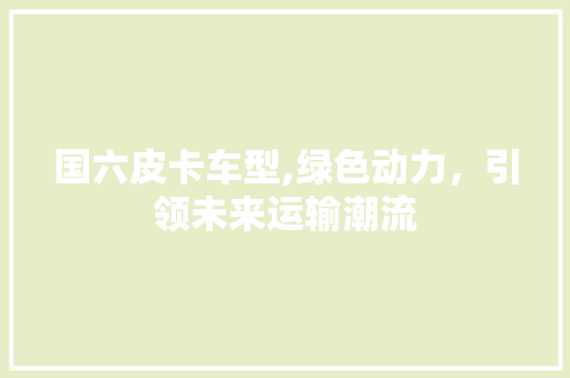 国六皮卡车型,绿色动力，引领未来运输潮流
