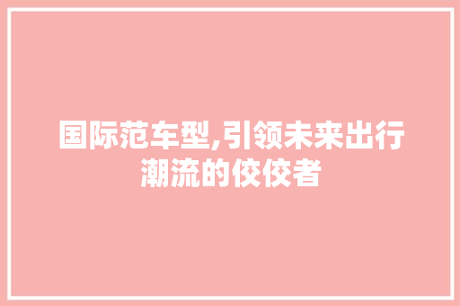 国际范车型,引领未来出行潮流的佼佼者