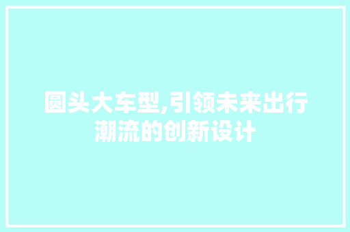 圆头大车型,引领未来出行潮流的创新设计