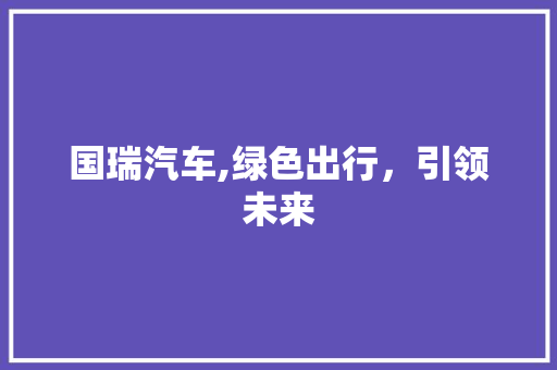 国瑞汽车,绿色出行，引领未来