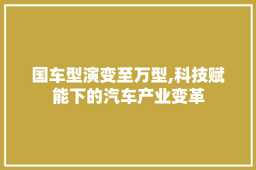 国车型演变至万型,科技赋能下的汽车产业变革