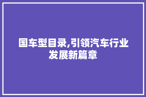 国车型目录,引领汽车行业发展新篇章