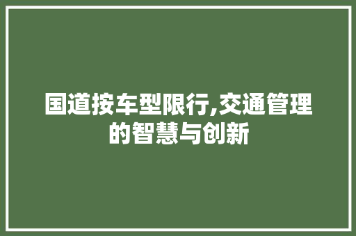 国道按车型限行,交通管理的智慧与创新