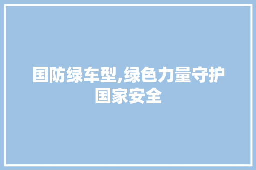 国防绿车型,绿色力量守护国家安全