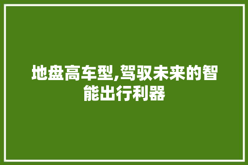 地盘高车型,驾驭未来的智能出行利器