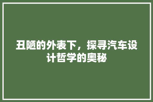 丑陋的外表下，探寻汽车设计哲学的奥秘 车灯配件