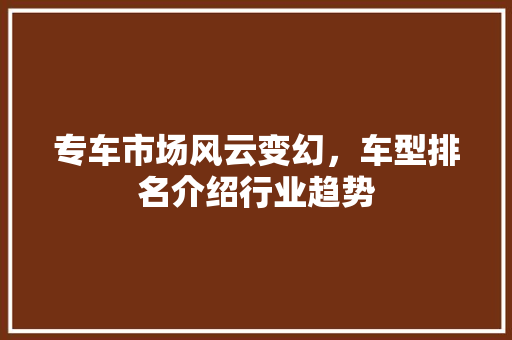 专车市场风云变幻，车型排名介绍行业趋势 新款车型