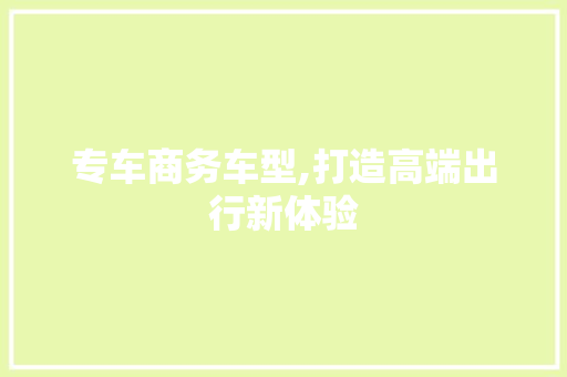 专车商务车型,打造高端出行新体验 新款车型
