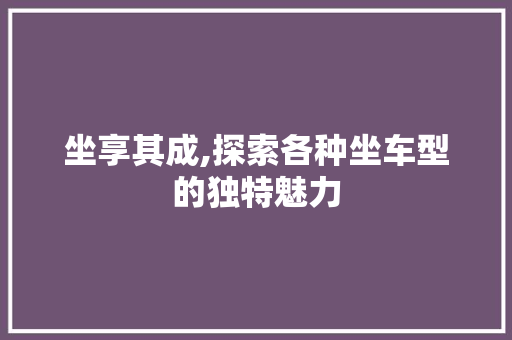 坐享其成,探索各种坐车型的独特魅力