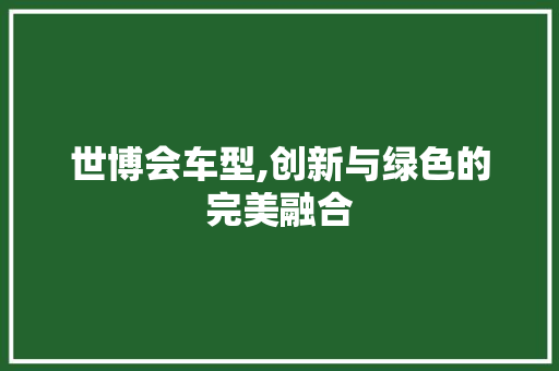 世博会车型,创新与绿色的完美融合 底盘配件