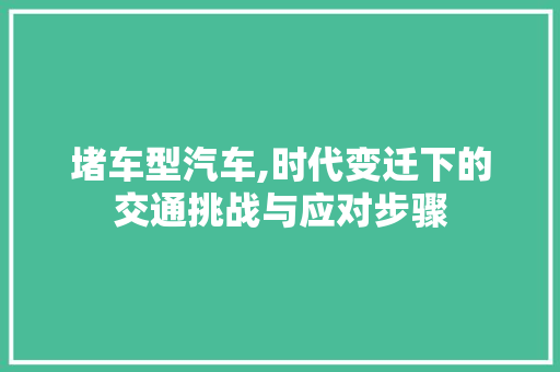 堵车型汽车,时代变迁下的交通挑战与应对步骤
