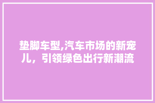 垫脚车型,汽车市场的新宠儿，引领绿色出行新潮流