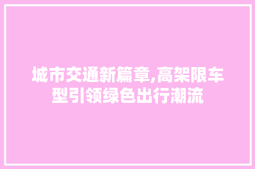 城市交通新篇章,高架限车型引领绿色出行潮流