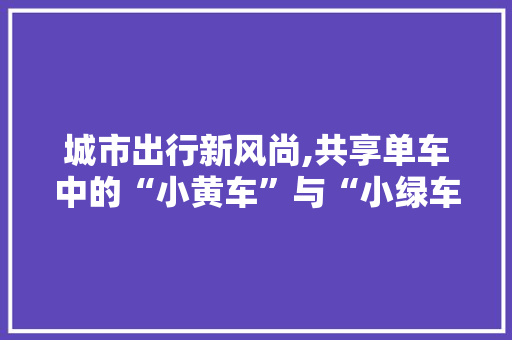 城市出行新风尚,共享单车中的“小黄车”与“小绿车”对比介绍
