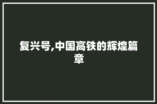 复兴号,中国高铁的辉煌篇章