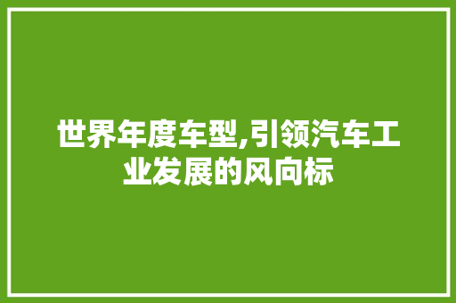 世界年度车型,引领汽车工业发展的风向标 底盘配件