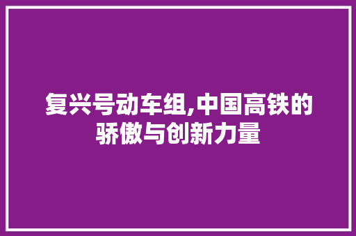 复兴号动车组,中国高铁的骄傲与创新力量