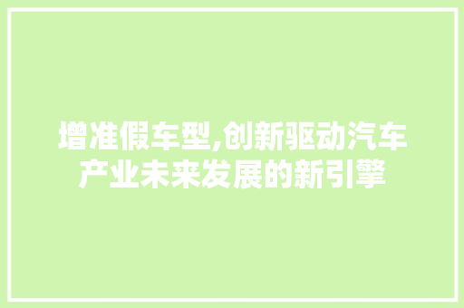 增准假车型,创新驱动汽车产业未来发展的新引擎