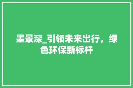 墨景深_引领未来出行，绿色环保新标杆
