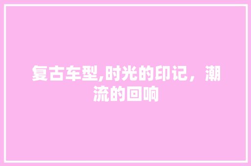 复古车型,时光的印记，潮流的回响