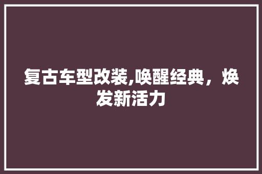 复古车型改装,唤醒经典，焕发新活力