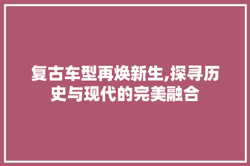 复古车型再焕新生,探寻历史与现代的完美融合
