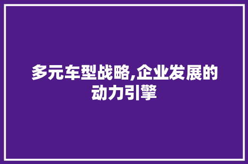 多元车型战略,企业发展的动力引擎