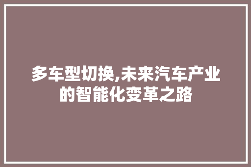 多车型切换,未来汽车产业的智能化变革之路